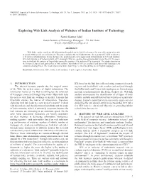 Exploring Web Link Analysis of Websites of Indian Institute of Technology