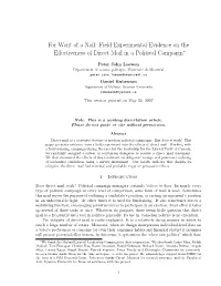 Field Experimental Evidence on the Effectiveness of Direct Mail in A