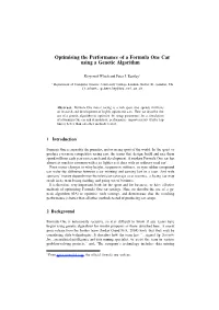 Optimising the Performance of a Formula One Car Using a Genetic Algorithm