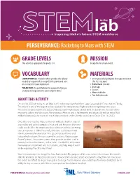 PERSEVERANCE: Rocketing to Mars with STEM