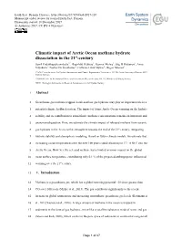 Climatic Impact of Arctic Ocean Methane Hydrate Dissociation in The