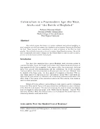 Colonialism in a Postmodern Age: the West, Arabs and “The Battle of Baghdad”