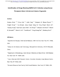 Identification of Drugs Blocking SARS-Cov-2 Infection Using Human