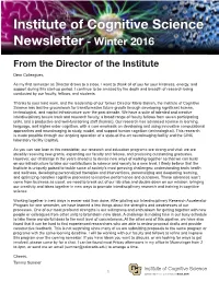 Institute of Cognitive Science Newsletter - Winter 2016