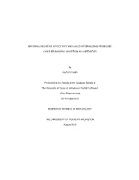 Maternal Negative Affectivity and Child Internalizing Problems