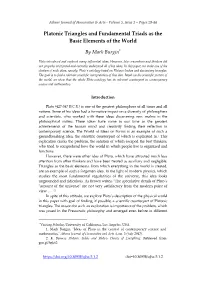 Platonic Triangles and Fundamental Triads As the Basic Elements of the World