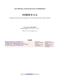 Regencell Bioscience Holdings Ltd Form F-1/A Filed 2021-06-23