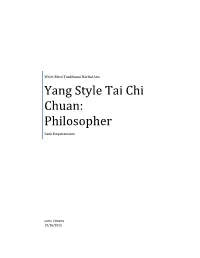 Tai Chi Chuan Philosopher Rank Requirements