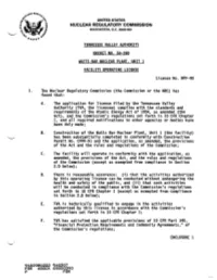Watts Bar, Unit 1, Current Facility Operating License NPF-90, Tech