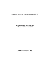 Autologous Breast Reconstruction Performance Measurement Set
