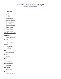Missouri State University Dean's List Spring 2018 (Sorted by Hometown)