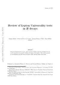 Review of Lepton Universality Tests in B Decays