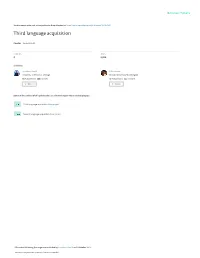 Third Language Acquisition