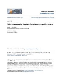 WOL: a Language for Database Transformations and Constraints