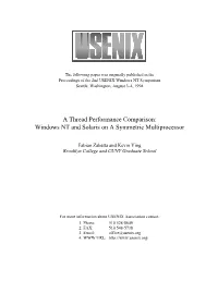 A Thread Performance Comparison: Windows NT and Solaris on a Symmetric Multiprocessor