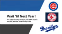 Class 2 - the 2004 Red Sox - Agenda