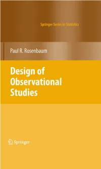 Design of Observational Studies (Springer Series in Statistics)