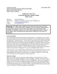 EURR 5108 / PSCI 5103 Canada-EU Relations: Summer Module Online Course