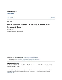 On the Shoulders of Giants: the Progress of Science in the Seventeenth Century