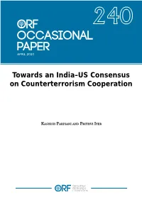 Towards an India–US Consensus on Counterterrorism Cooperation