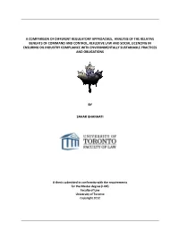 A Comparison of Different Regulatory Approaches, Analysis of the Relative