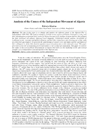 Analysis of the Causes of the Independent Movement of Algeria
