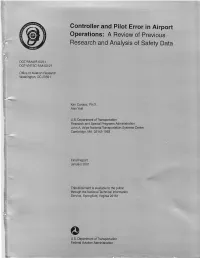 Controller and Pilot Error in Airport Operations: a Review of Previous Research and Analysis of Safety Data