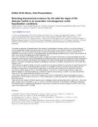 EANA 2016 Athen, Oral Presentation Detecting Biochemical Evidence For