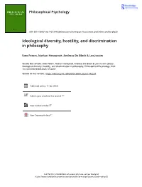 Ideological Diversity, Hostility, and Discrimination in Philosophy