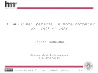 Il BASIC Nei Personal E Home Computer Dal 1975 Al 1984