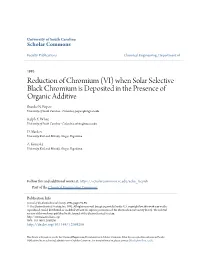 Reduction of Chromium (VI) When Solar Selective Black Chromium Is Deposited in the Presence of Organic Additive Branko N