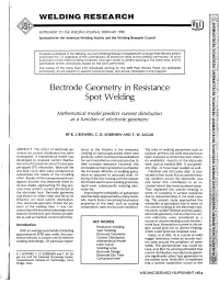 Electrode Geometry Resistance Spot Welding
