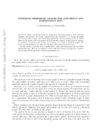 Extremal Threshold Graphs for Matchings and Independent Sets 3