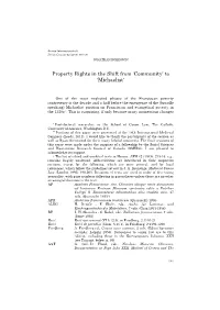 Property Rights in the Shift from ‘Community’ to ‘Michaelist’