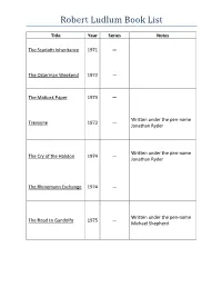 Robert Ludlum Book List