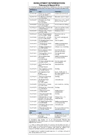 DEVELOPMENT DETERMINATIONS February & March 2014