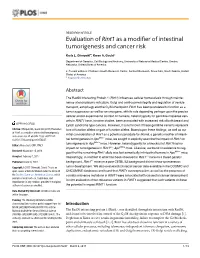Evaluation of Rint1 As a Modifier of Intestinal Tumorigenesis and Cancer Risk