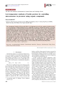 Low-Temperature Synthesis of Boride Powders by Controlling Microstructure in Precursor Using Organic Compounds