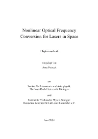 Nonlinear Optical Frequency Conversion for Lasers in Space