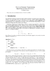 Notes on Dynamic Programming Algorithms & Data Structures 1