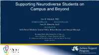 Supporting Neurodiverse Students on Campus and Beyond