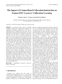 The Impact of Corpus-Based Collocation Instruction on Iranian EFL Learners' Collocation Learning