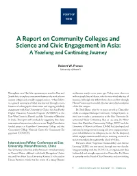 A Report on Community Colleges and Science and Civic Engagement in Asia: a Yearlong and Continuing Journey