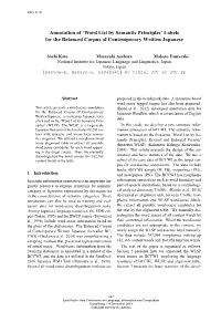Annotation of 'Word List by Semantic Principles' Labels for the Balanced
