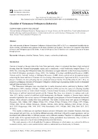 Checklist of Vietnamese Orthoptera (Saltatoria)