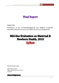 Draft Report, Mamoni Survey, RDW-Sylhet