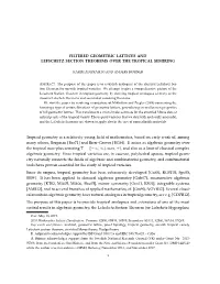 Filtered Geometric Lattices and Lefschetz Section Theorems Over the Tropical Semiring