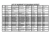 LIST of WARRANT of BHADRAK DISTRICT Sl