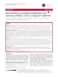 NLK Functions to Maintain Proliferation and Stemness of NSCLC and Is A