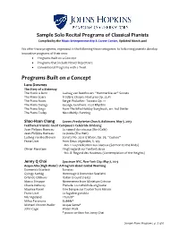 Programs Built on a Concept  Programs That Include Newer Repertoire  Conventional Programs with a Twist